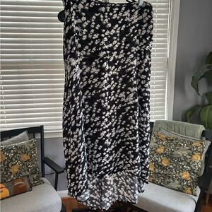 Leith Black and White printed midi high-low Skirt